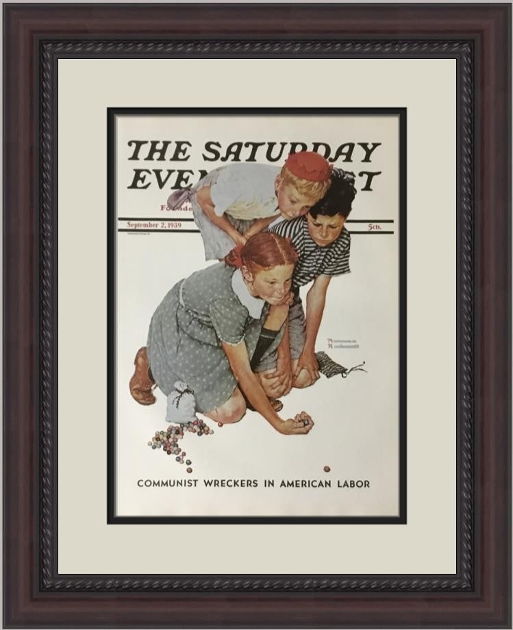 Norman Rockwell The Marbles Champ Custom Framed Print 1979: Norman Rockwell The Marbles Champ Custom Framed Print 1979 Celebrate the artistry of Norman Rockwell with this custom framed print titled "The Marbles Champ." This medium-sized piece features a captiv