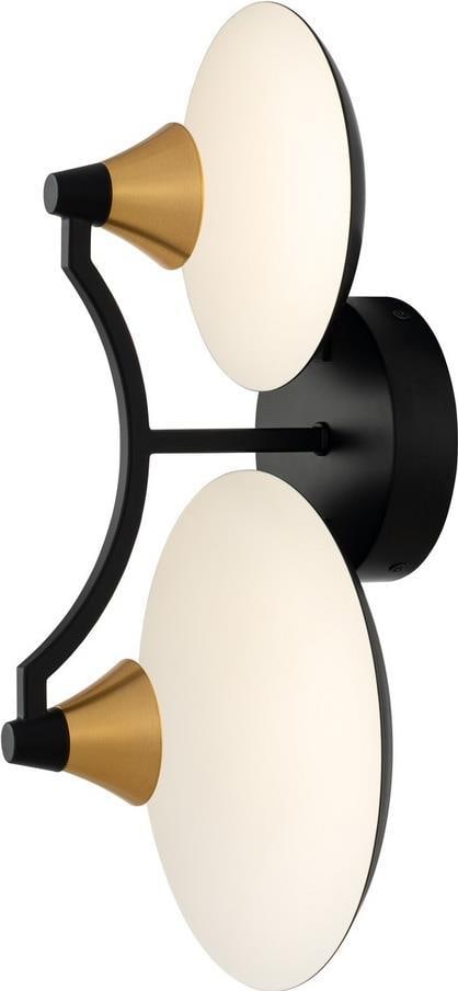 Kalco Redding 2-Light LED Wall Sconce Brass Accents Mid-Century Modern: Kalco Redding 2-Light LED Wall Sconce Brass Accents Mid-Century Modern Illuminate your space with the Modern Redding Wall Sconce, featuring elegant brass accents and a sleek matte black finish. Design
