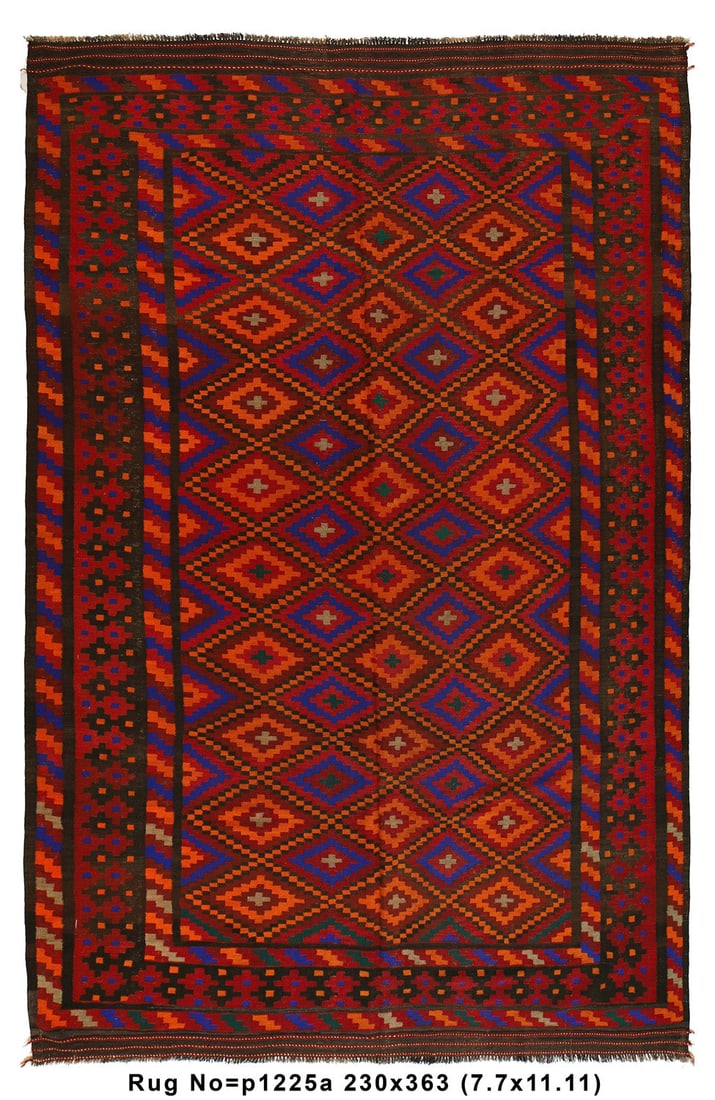 7.7 x 12 Afghan Semi Antique Double-Sided Kilim Rug Handwoven Wool (1 of 8)