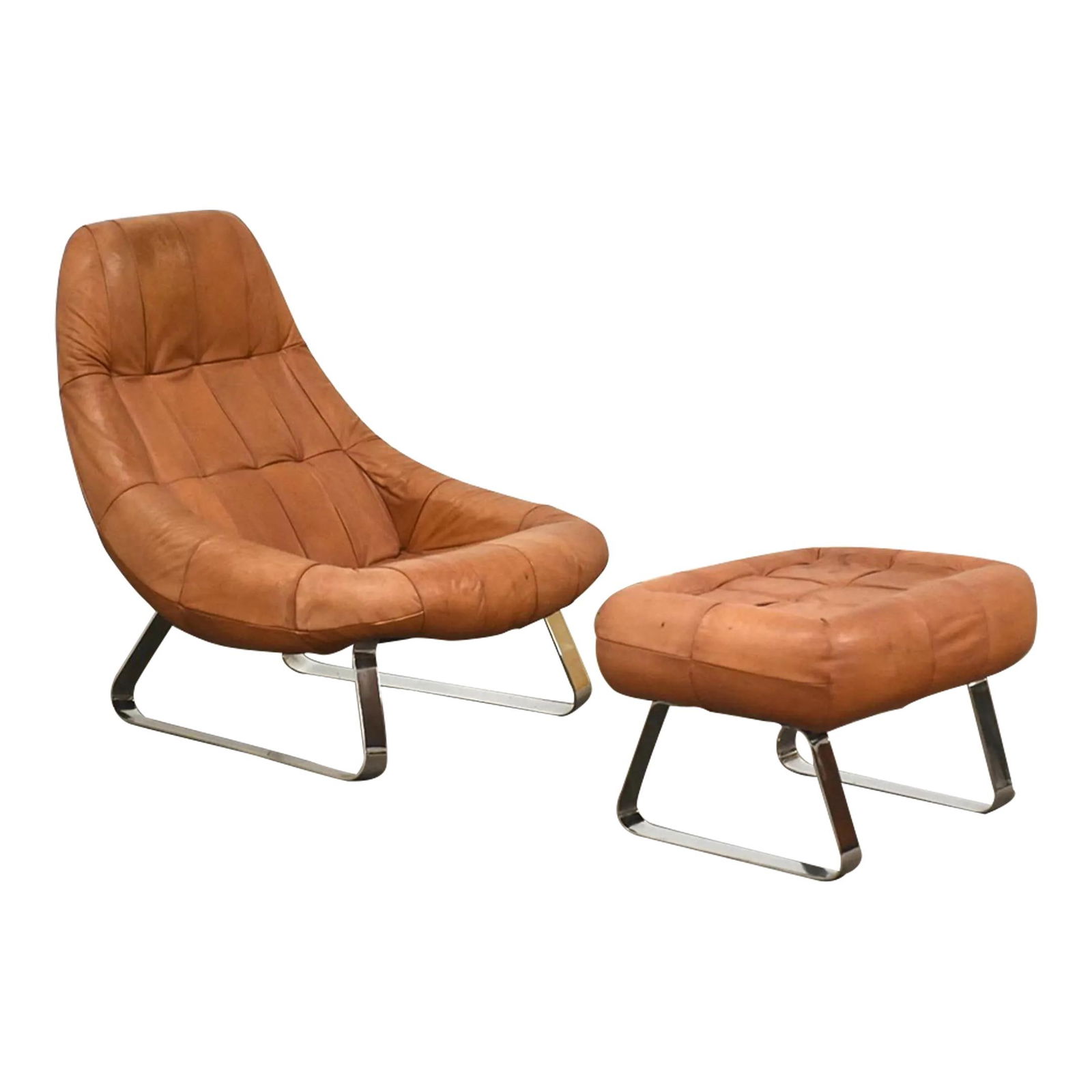 1960s Percival Lafer Leather Lounge Chair and Ottoman Set (1 of 8)