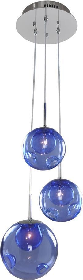 Kalco Meteor Chrome Finish Handblown Glass Pendant 3-Light: Kalco Meteor Chrome Finish Handblown Glass Pendant 3-Light Illuminate your space with this elegant handblown glass pendant light featuring a stunning chrome finish. Designed in a contemporary style, t