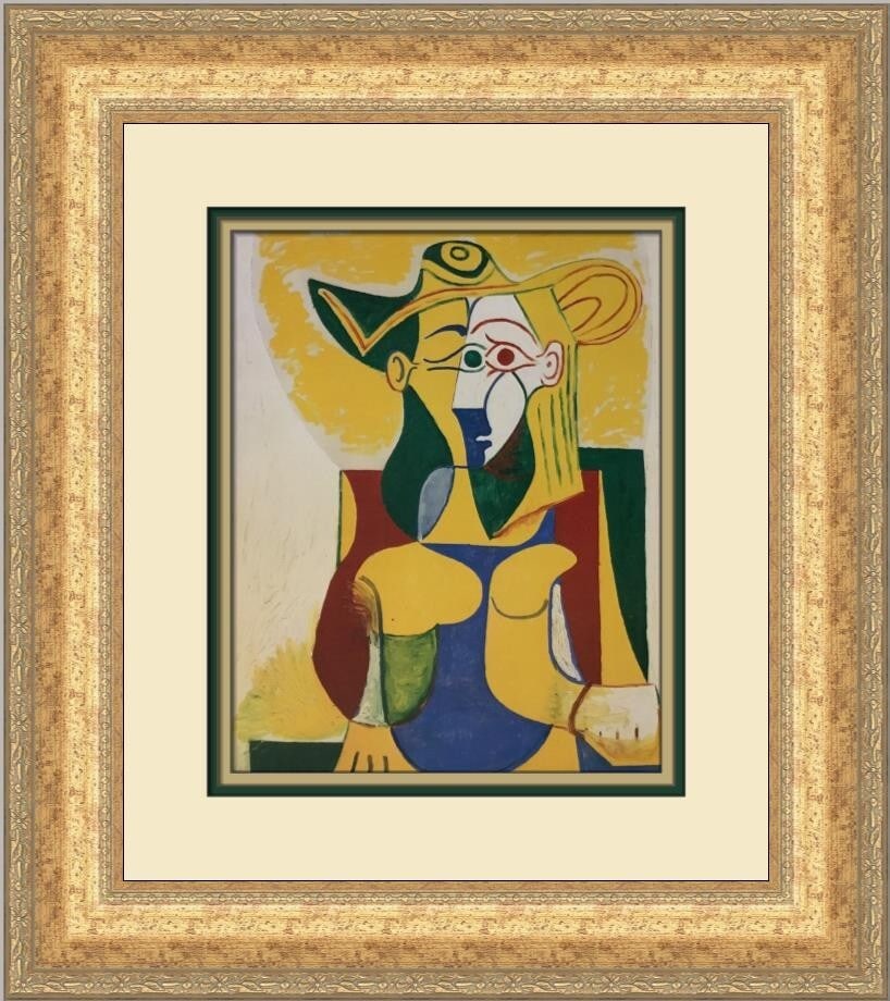Pablo Picasso Portrait of a Woman Custom Framed Print 18x17: Pablo Picasso Portrait of a Woman Custom Framed Print 18x17 This stunning custom framed print features Pablo Picasso's "Portrait of a Woman in an Armchair," showcasing an exquisite fusion of Abstract