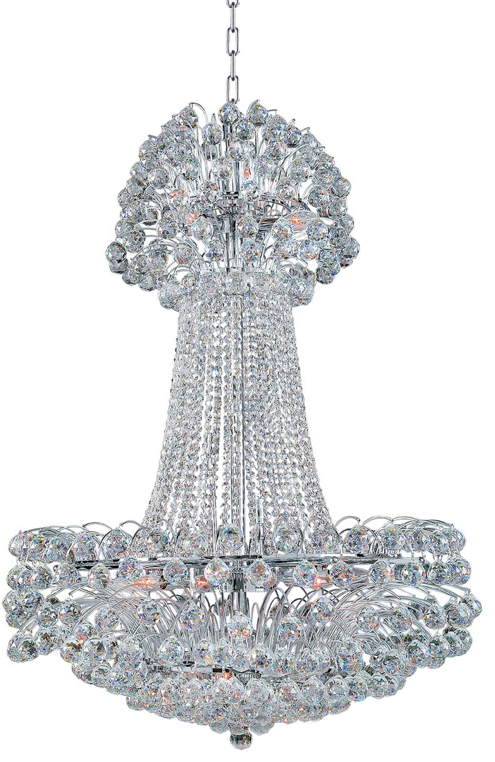 Elegant 48 Inch Sirius K9 Crystal Chandelier 24 Light Chrome Fixture: Elegant 48 Inch Sirius K9 Crystal Chandelier 24 Light Chrome Fixture Illuminate your space with this stunning 24-light chandelier from the Sirius Collection. Featuring a modern chrome finish, this 48-