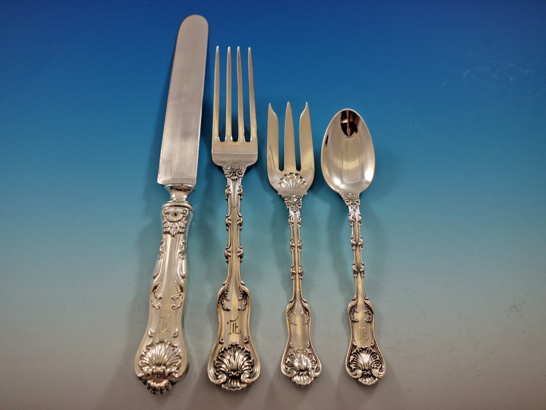 Whiting Imperial Queen Sterling Silver Flatware Set 54 Pcs with Storage Chest: Whiting Imperial Queen Sterling Silver Flatware Set 54 Pcs with Storage Chest This exquisite Imperial Queen flatware set by Whiting Manufacturing Company features a stunning shell motif and includes a