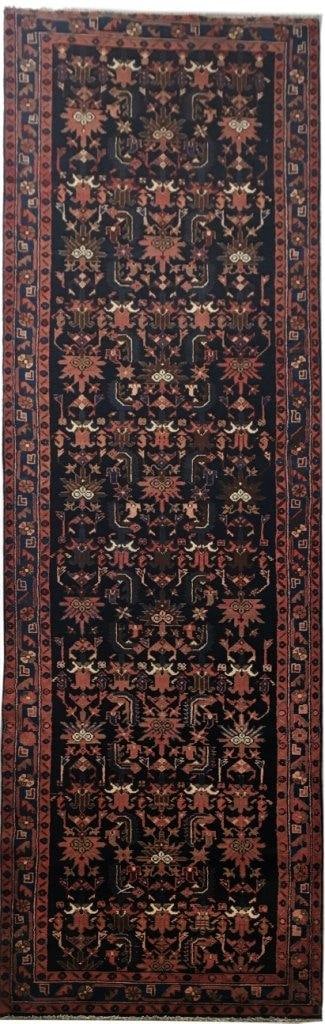 3'7 x 13'7 Black Handmade Persian Hamadan Rug (1 of 6)