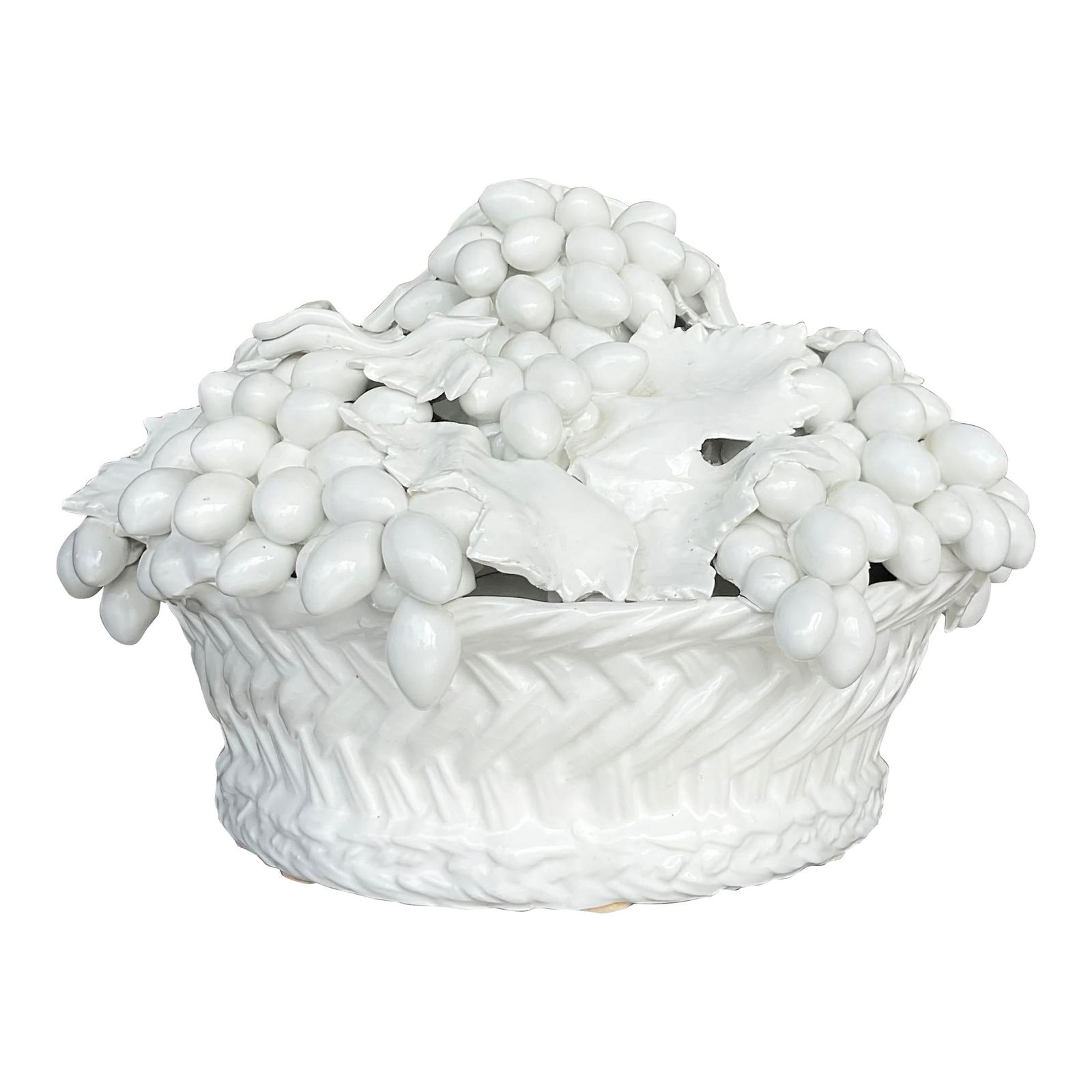 Vintage Italian Este Blanc De Chine Ceramic Fruit Bowl White 12x11x8 (1 of 9)