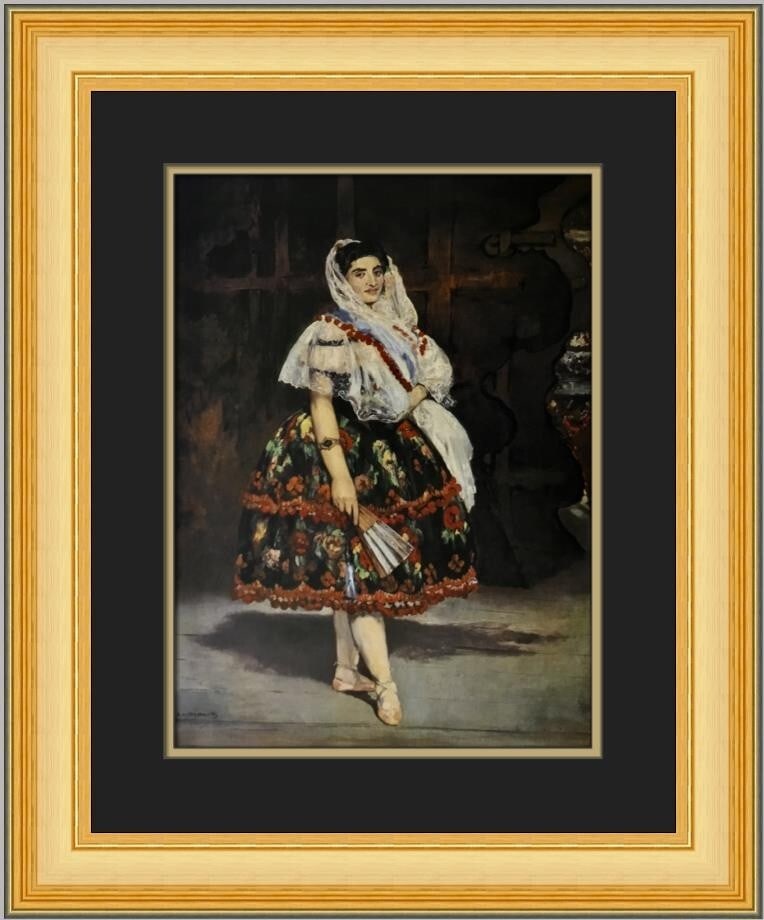 Edouard Manet Lola De Valence Custom Framed Art Print 20 x 19: Edouard Manet Lola De Valence Custom Framed Art Print 20 x 19 This stunning custom framed print features Edouard Manet's renowned artwork titled "Lola De Valence." Measuring 20 in. by 19 in., this med