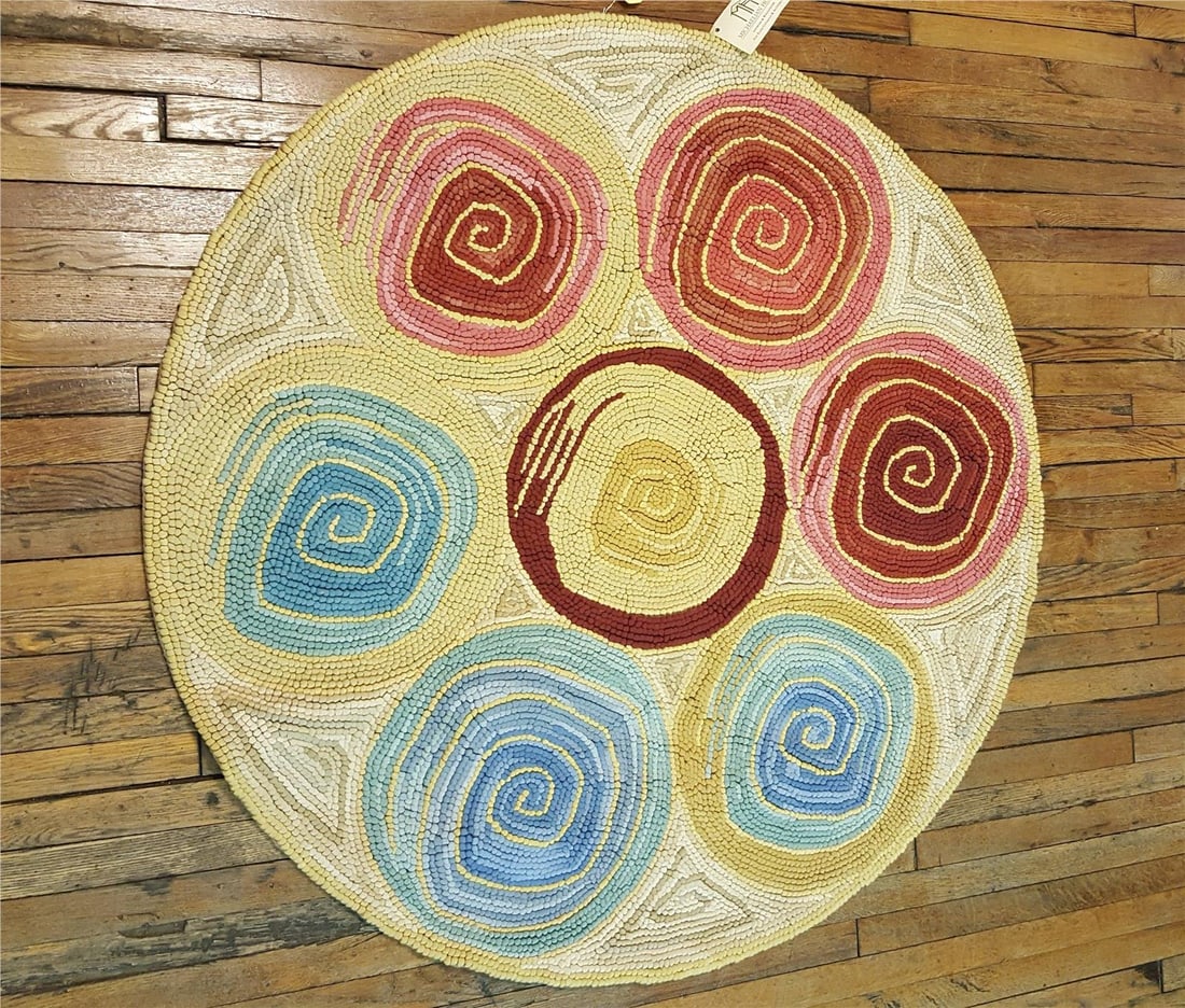New Handcrafted Round Cotton Rug 36in Cream Vintage Style (1 of 1)