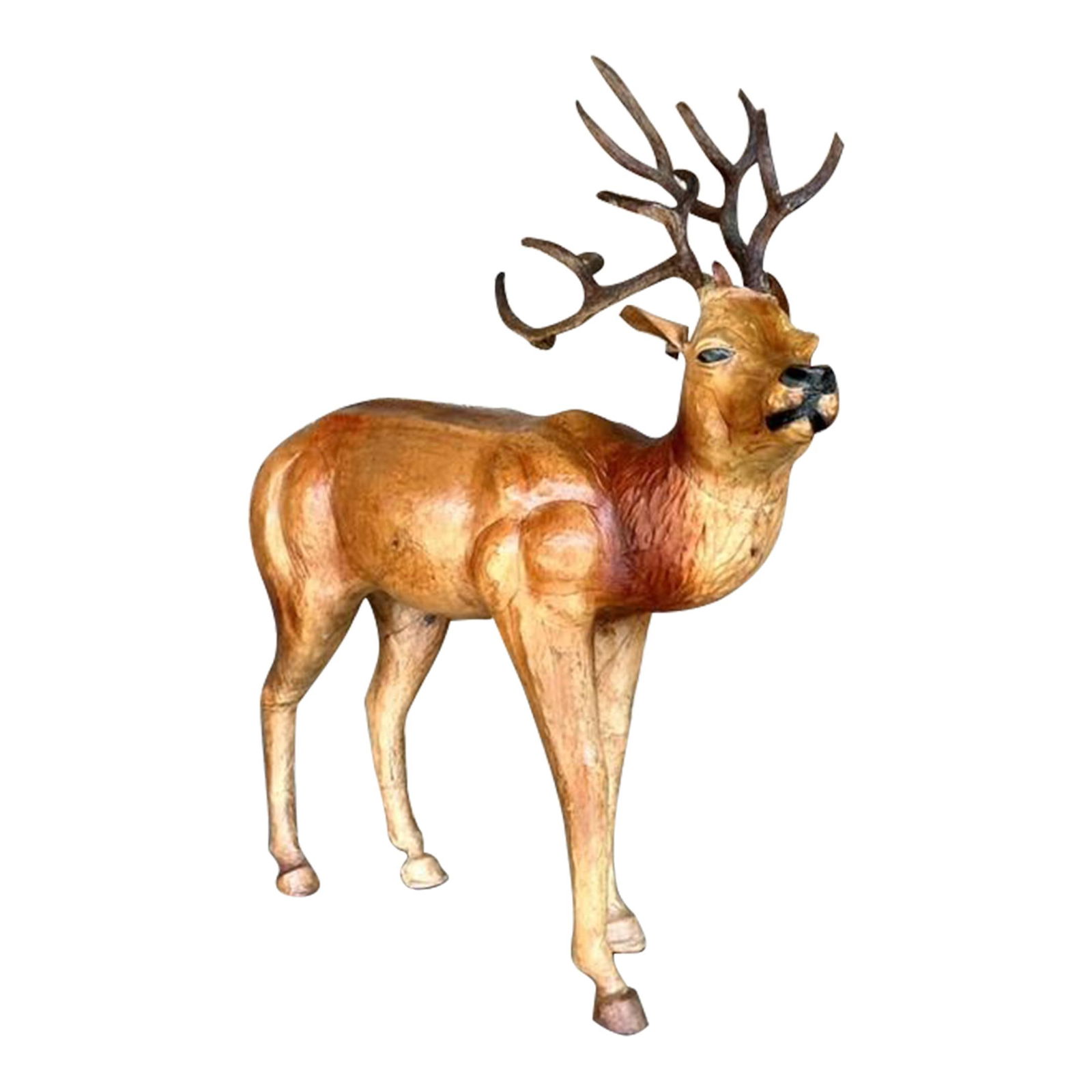 Vintage Boho Leather Wrapped Buck 29.75 Inch Chocolate Decor (1 of 10)