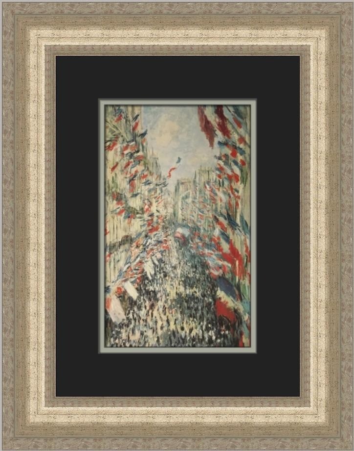 Claude Monet The Rue Montorgueil Custom Framed Art Print 18x16: Claude Monet The Rue Montorgueil Custom Framed Art Print 18x16 This stunning custom framed print features Claude Monet's iconic work, "The Rue Montorgueil," showcasing a beautiful blend of expressioni