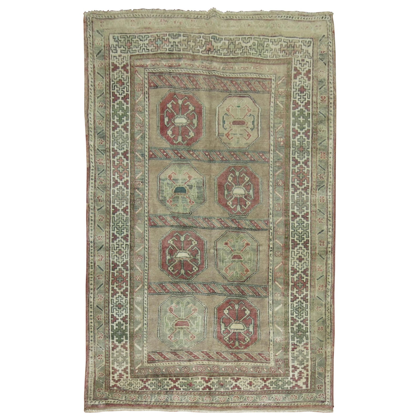 Mid-20th Century Turkish Anatolian Wool Hand-Knotted Rug 4'1" x 6'2": Mid-20th Century Turkish Anatolian Wool Hand-Knotted Rug 4'1" x 6'2" This Muddy Turkish Anatolian Accent Foyer Rug features a stunning Agra style, showcasing rich damp mud tones that evoke a sense of