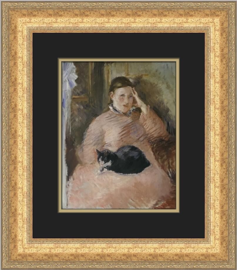 Edouard Manet Mme Monet with Her Cat Custom Framed Print 19x17 (1 of 2)
