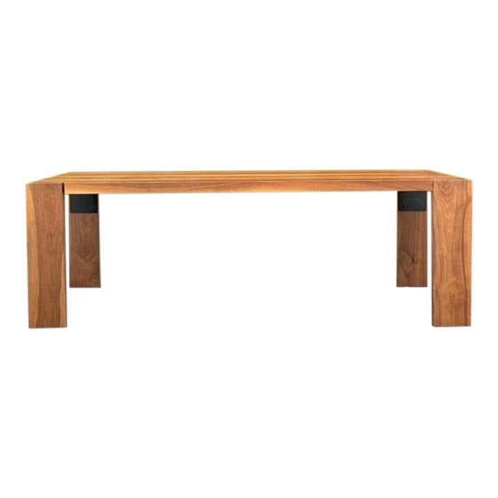 Custom Vintage Boho Plank Dining Table in Chocolate Wood (1 of 10)