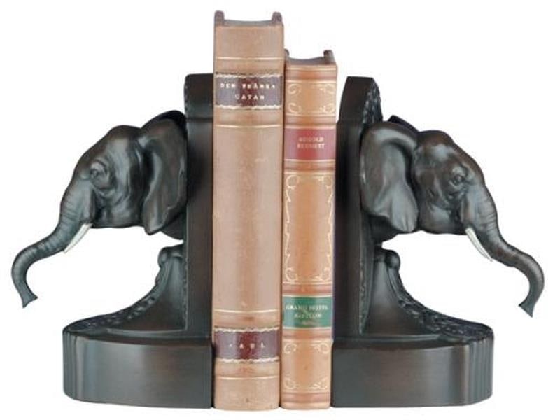 Traditional Lodge Style Resin Elephant Head Bookends (1 of 1)