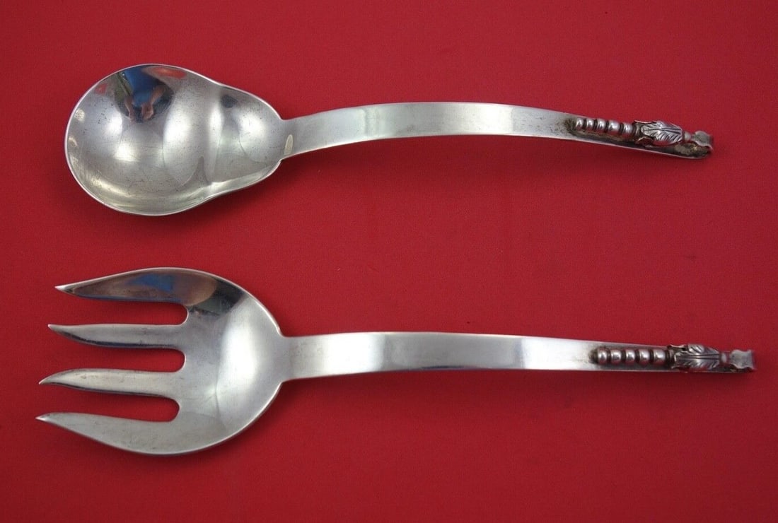 Ramirez Mexican Sterling Silver Salad Serving Set 10 1/4 Inch (1 of 2)