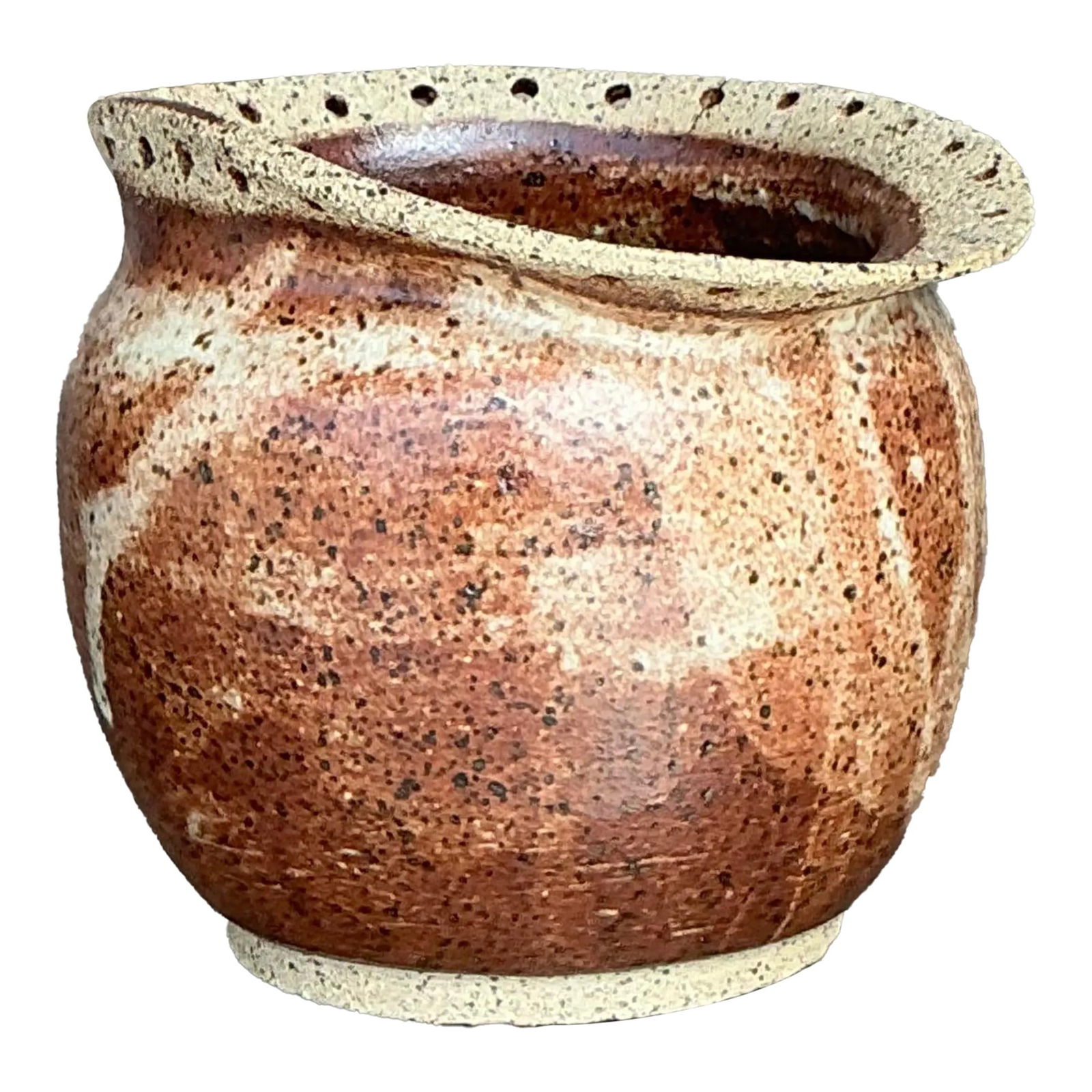 Handcrafted Vintage Boho Studio Pottery Bowl with Unique Rim (1 of 5)