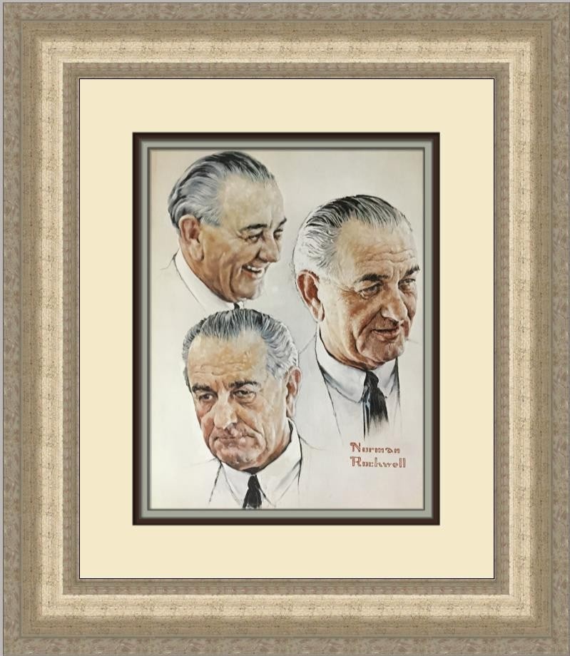 Norman Rockwell Lyndon B Johnson Custom Framed Print 1978 Americana Art (1 of 2)