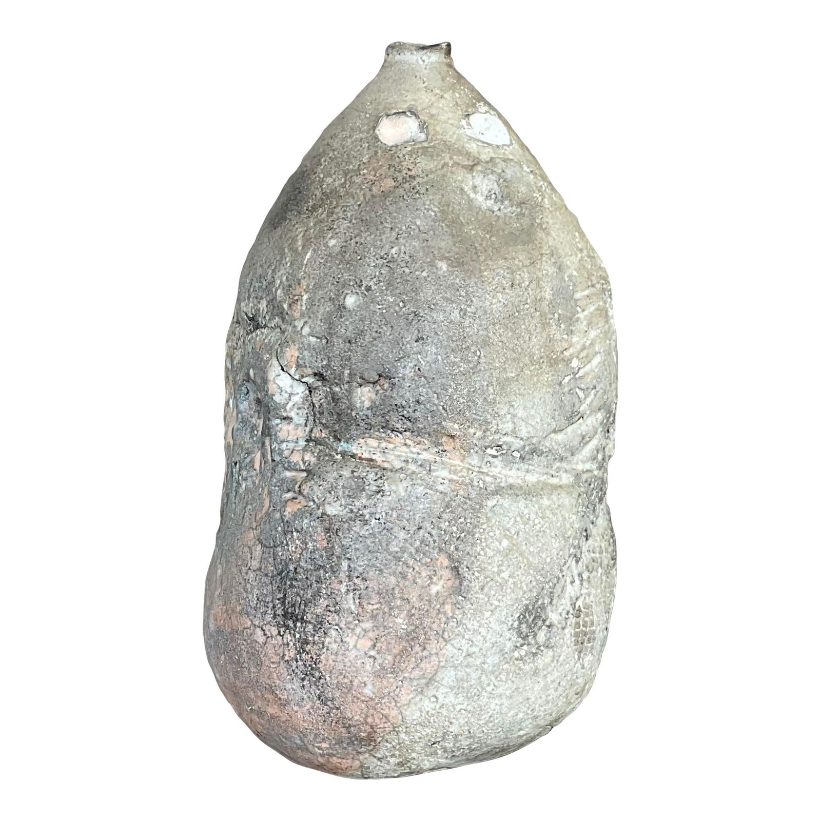 Vintage Boho Abstract Pottery Vase 8.5" Gray (1 of 6)