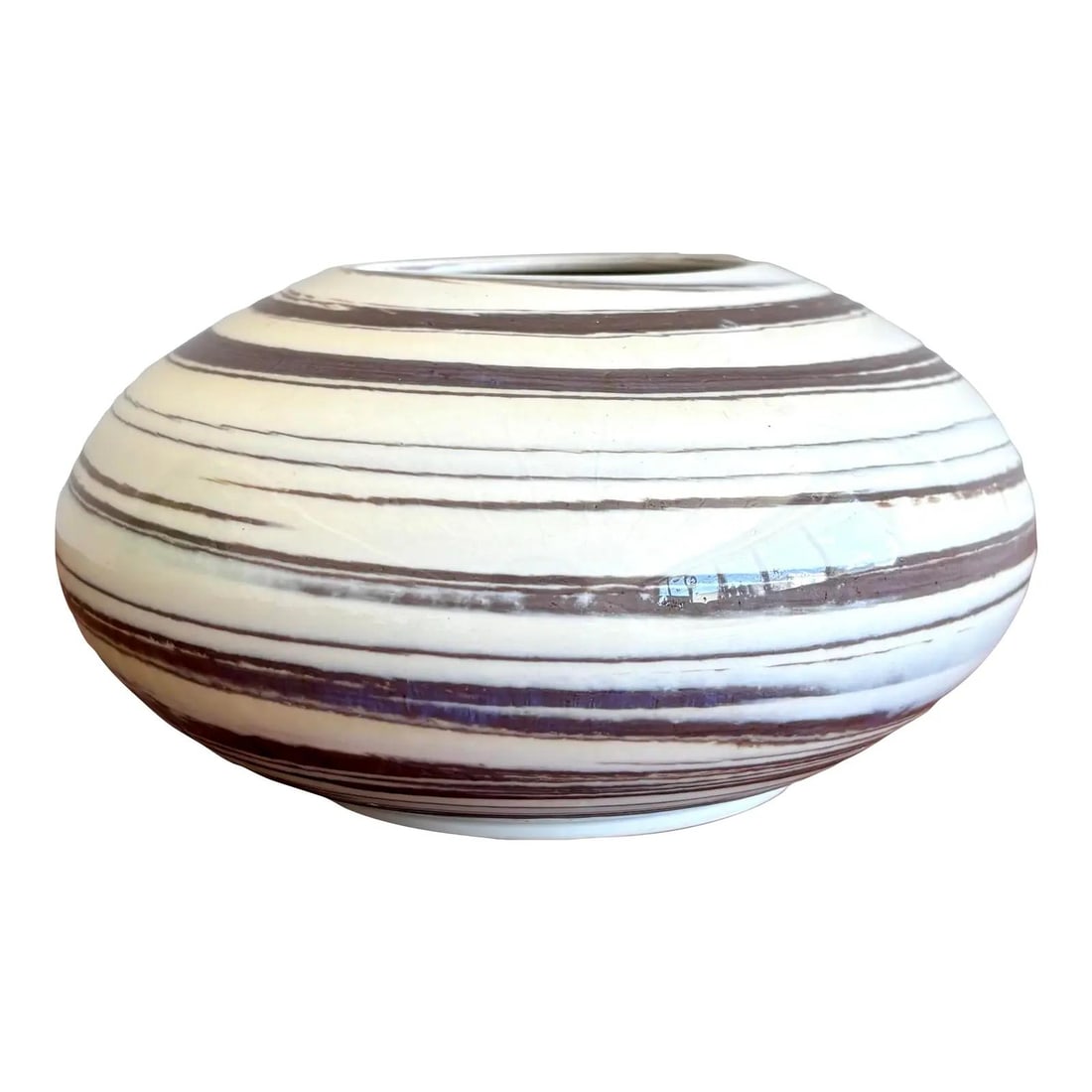 Vintage Boho Spiral Pottery Vase Off-White 6.75x6.75 (1 of 7)