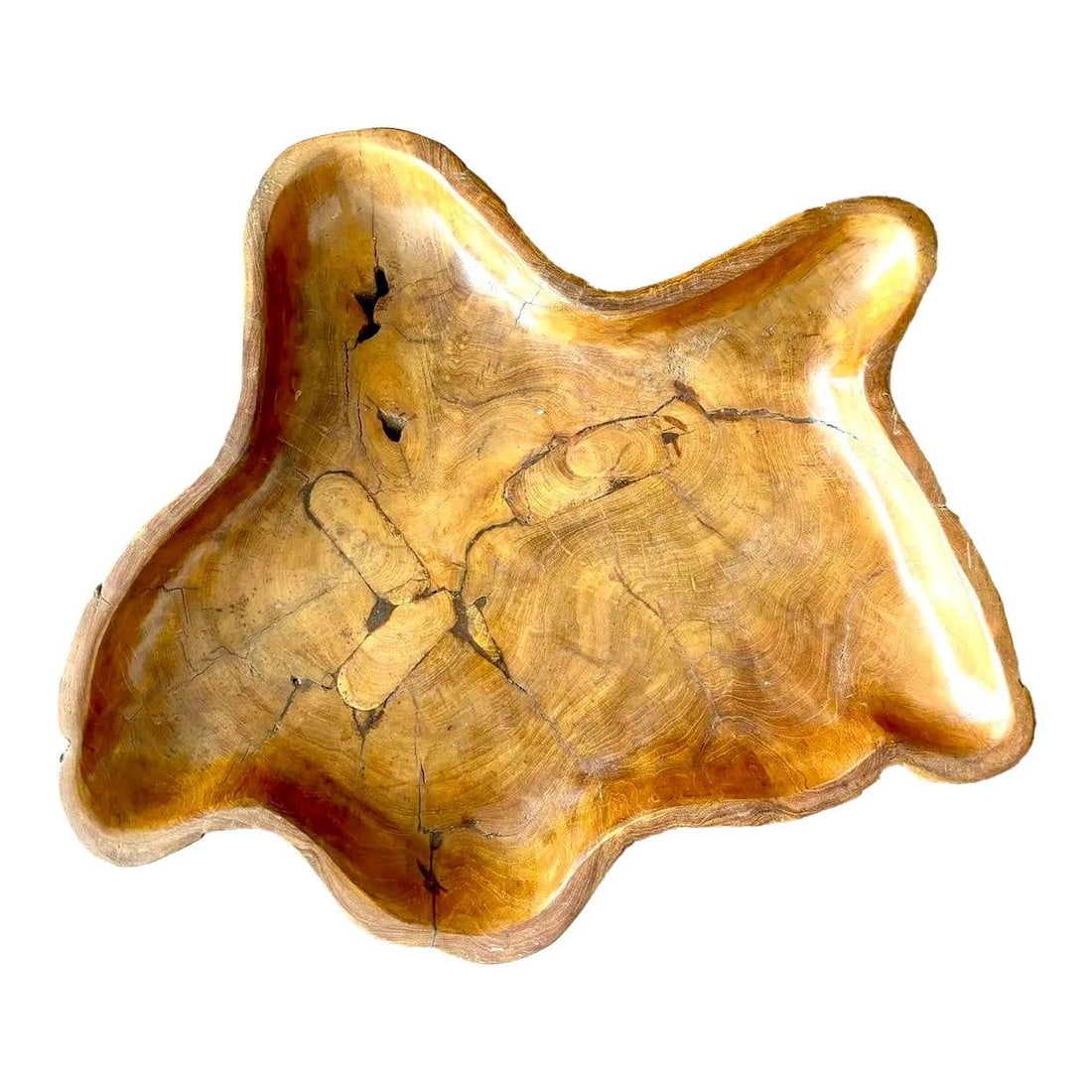 Vintage Boho Carved Wood Tray Natural Artistry 20.5 x 17.25 (1 of 6)