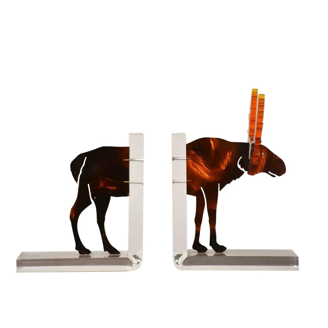 Vintage 1980s Spisani Acrylic Moose Bookends Made in Italy (1 of 6)