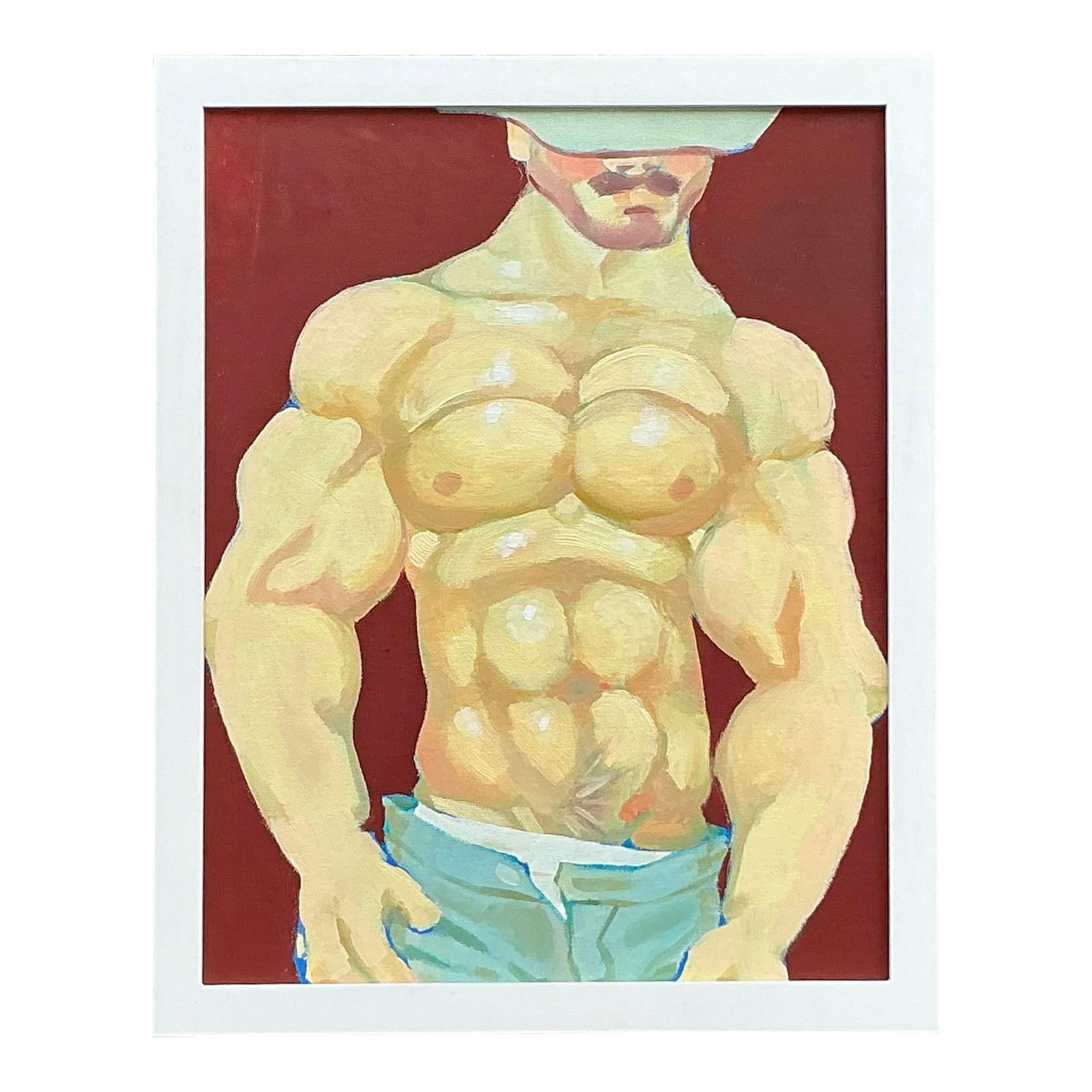 Vintage Boho Original Oil Painting on Board 12 x 15 Brick Red: Vintage Boho Original Oil Painting on Board 12 x 15 Brick Red This Vintage Boho Original Oil Figurative Painting on Board is a captivating piece that embodies timeless bohemian charm. With its vivid a