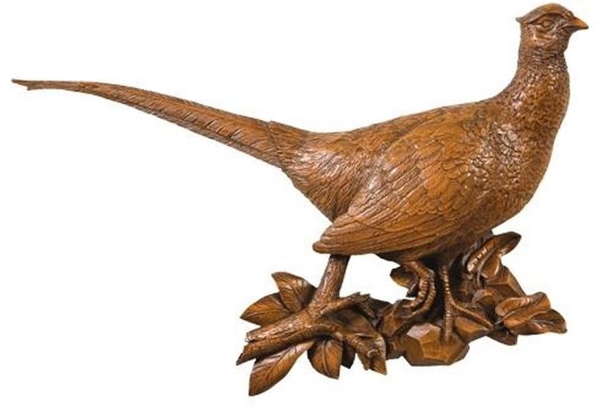 Hand-Cast Almond Pheasant Sculpture Lodge Style Decor 21 Inch (1 of 1)