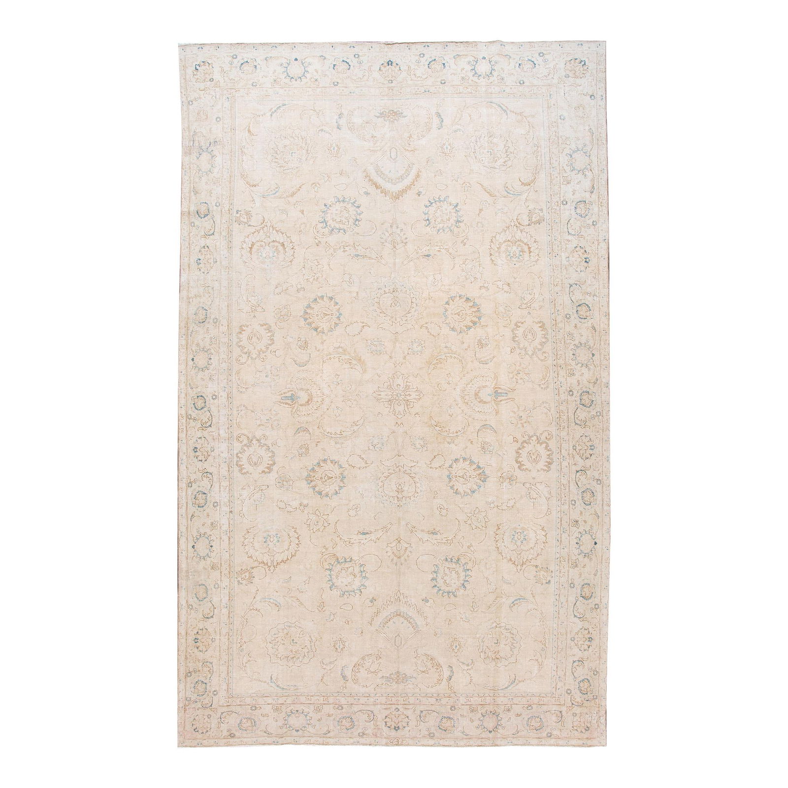 Antique Beige Persian Tabriz Wool Rug 10'2 x 17' Shah Abbasi Design (1 of 7)