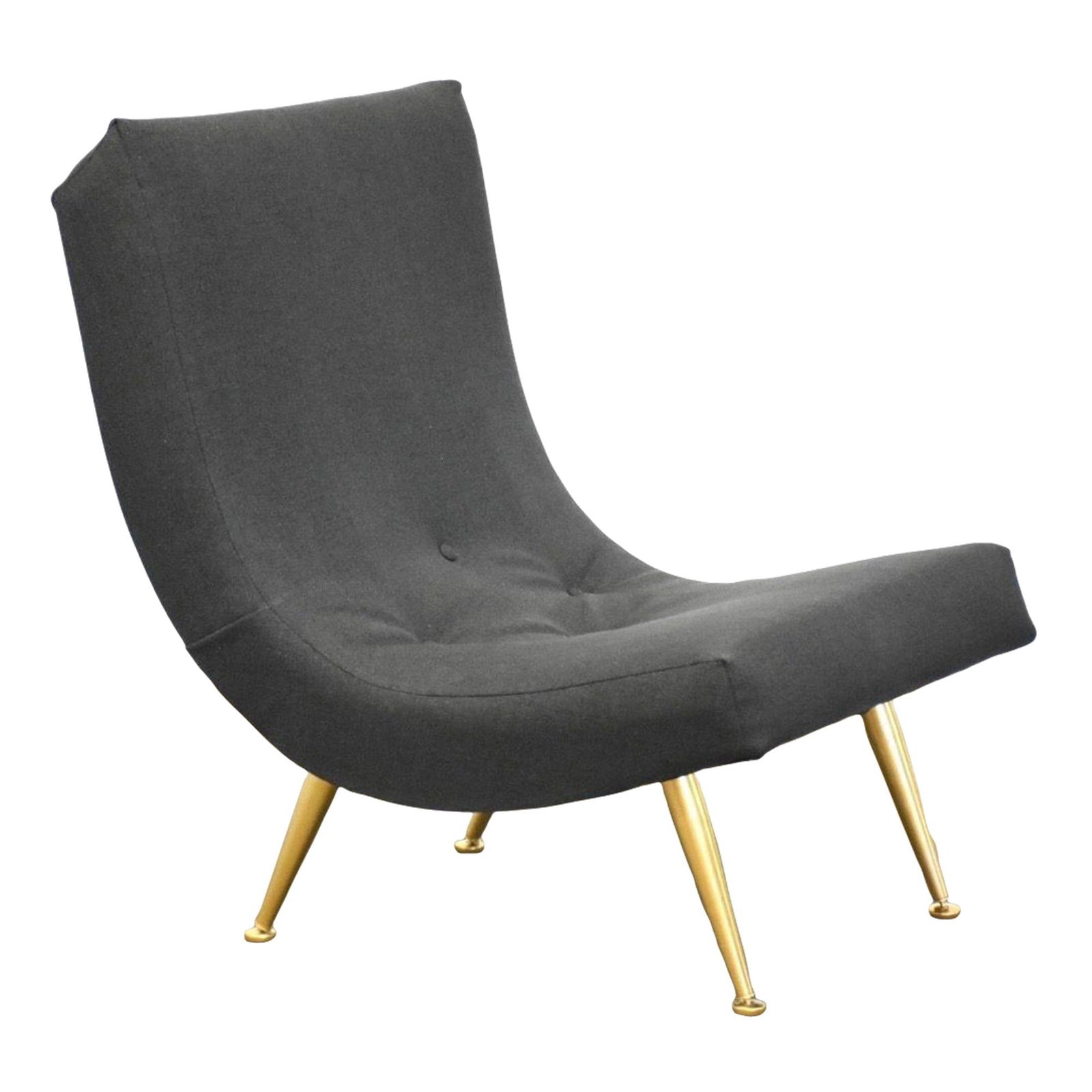 Adrian Pearsall Inspired Dark Gray Brass Scoop Lounge Chair (1 of 7)