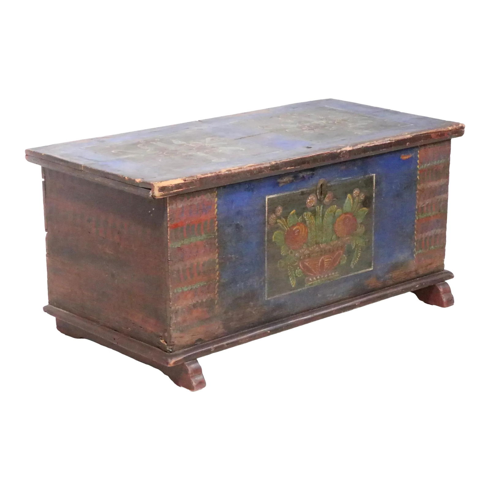 19th Century Swedish Hand-Painted Wood Box Blue Coffee Table (1 of 10)