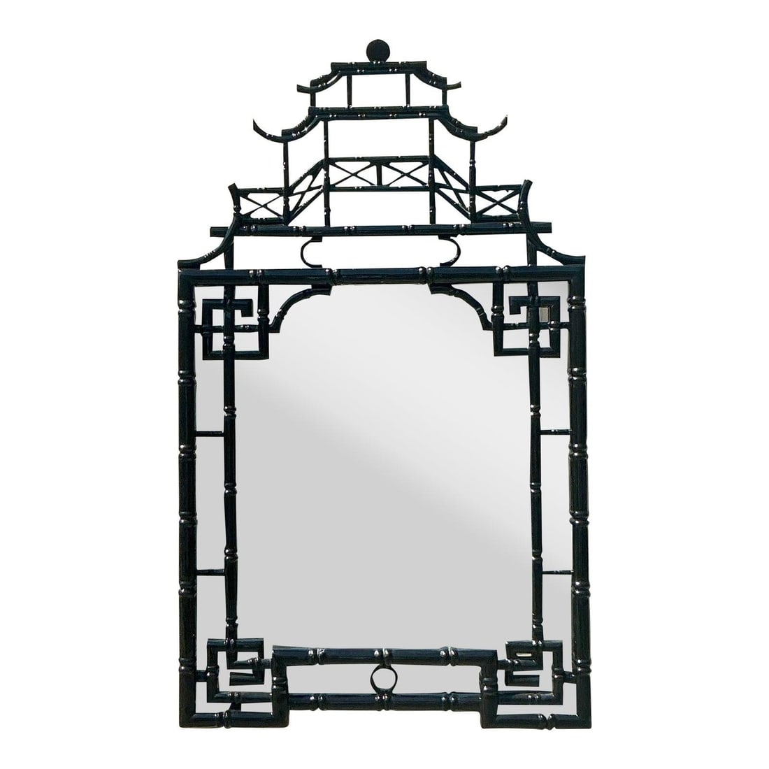 Vintage Asian Lacquered Pagoda Mirror with Chinoiserie Design (1 of 5)