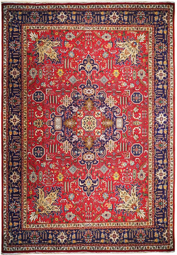 9.10 x 12.10 Red Semi-Antique Persian Heriz Area Rug from Iran (1 of 7)