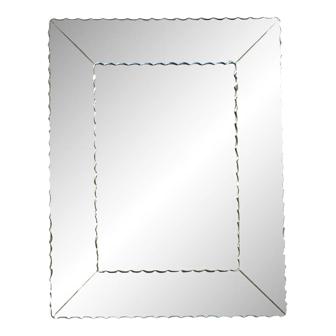 Elegant Vintage Regency Scalloped Wall Mirror Silver 36 x 46 (1 of 4)