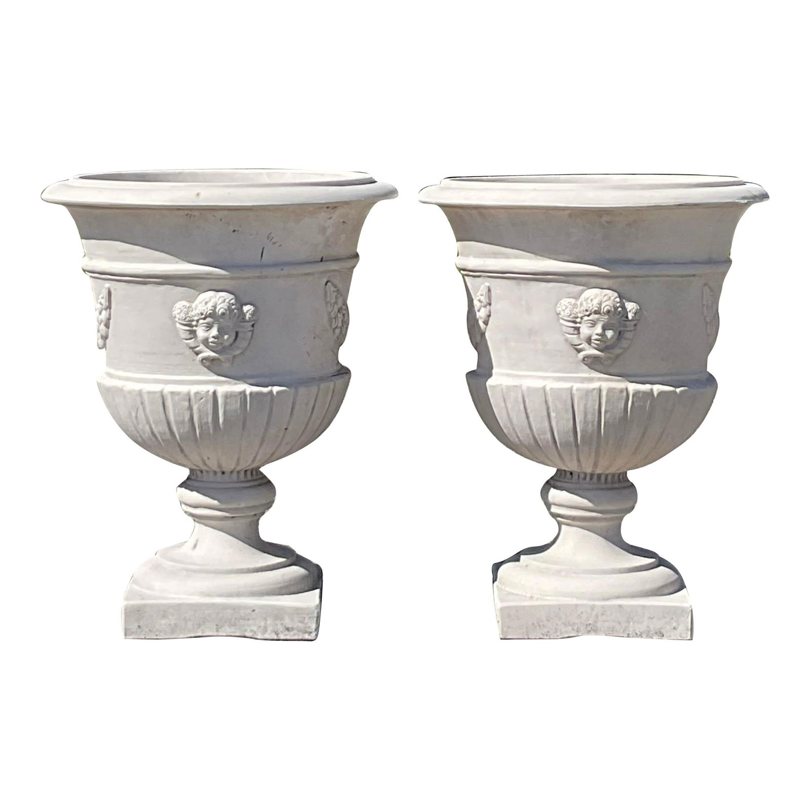 Elegant Pair of Vintage Regency Fiberglass Swag Urns (1 of 7)