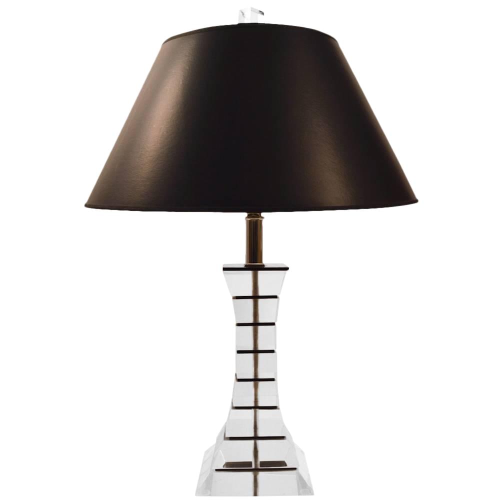 Modern 24 Inch Stacked Lucite Hourglass Table Lamp (1 of 10)