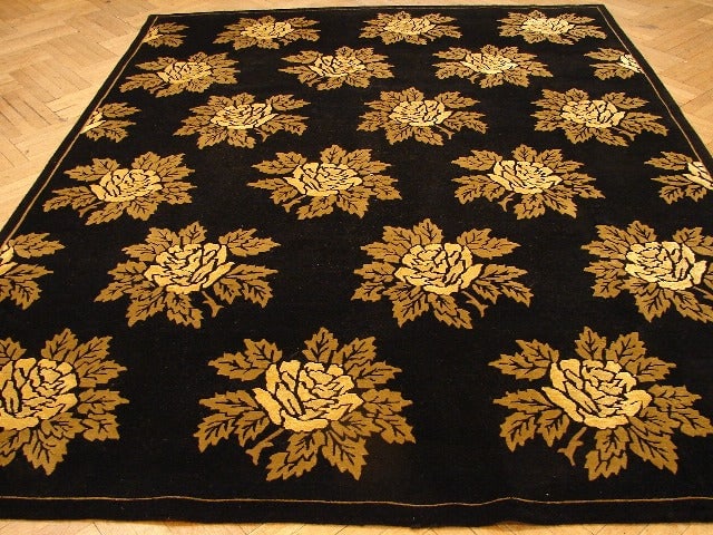 Elegant 7.9 x 9.10 Black Wool Nepalese Rug (1 of 5)