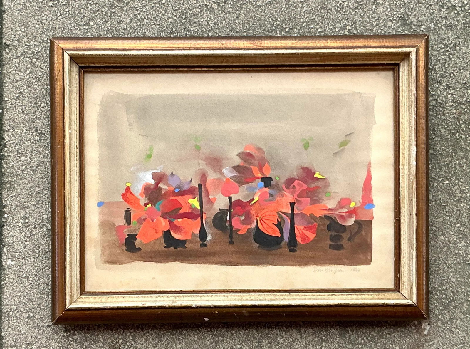 Vintage 1963 Boho Still Life Oil on Paper Artwork - 5