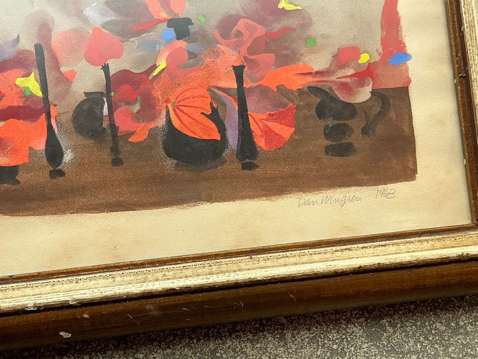 Vintage 1963 Boho Still Life Oil on Paper Artwork - 6