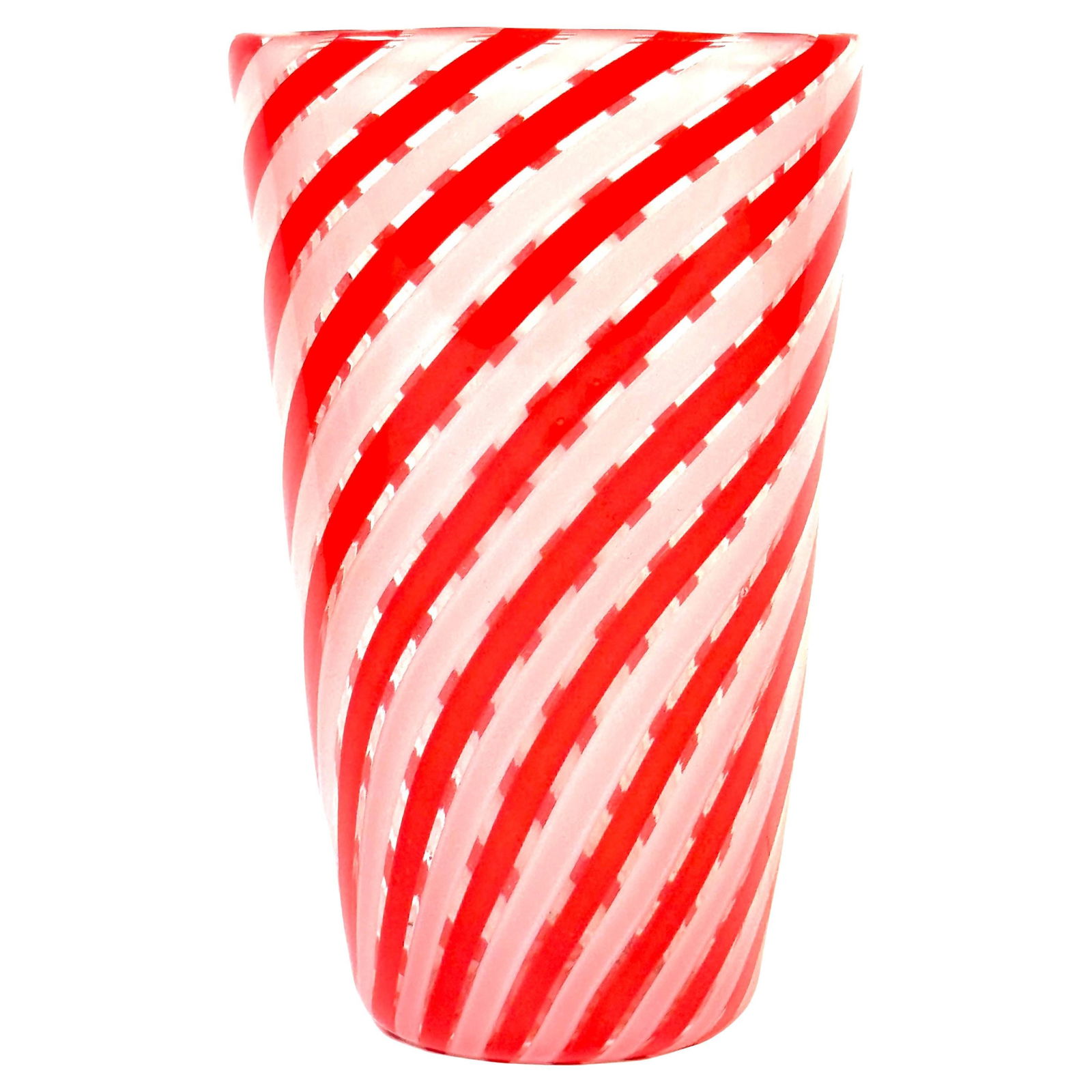 Archimede Seguso 1950 Murano Rosso e Bianco Glass Vase: Archimede Seguso 1950 Murano Rosso e Bianco Glass Vase This stunning Archimede Seguso Rosso e Bianco Vase, crafted in Murano, Italy, circa 1950, is a masterpiece of mid-century glass artistry.