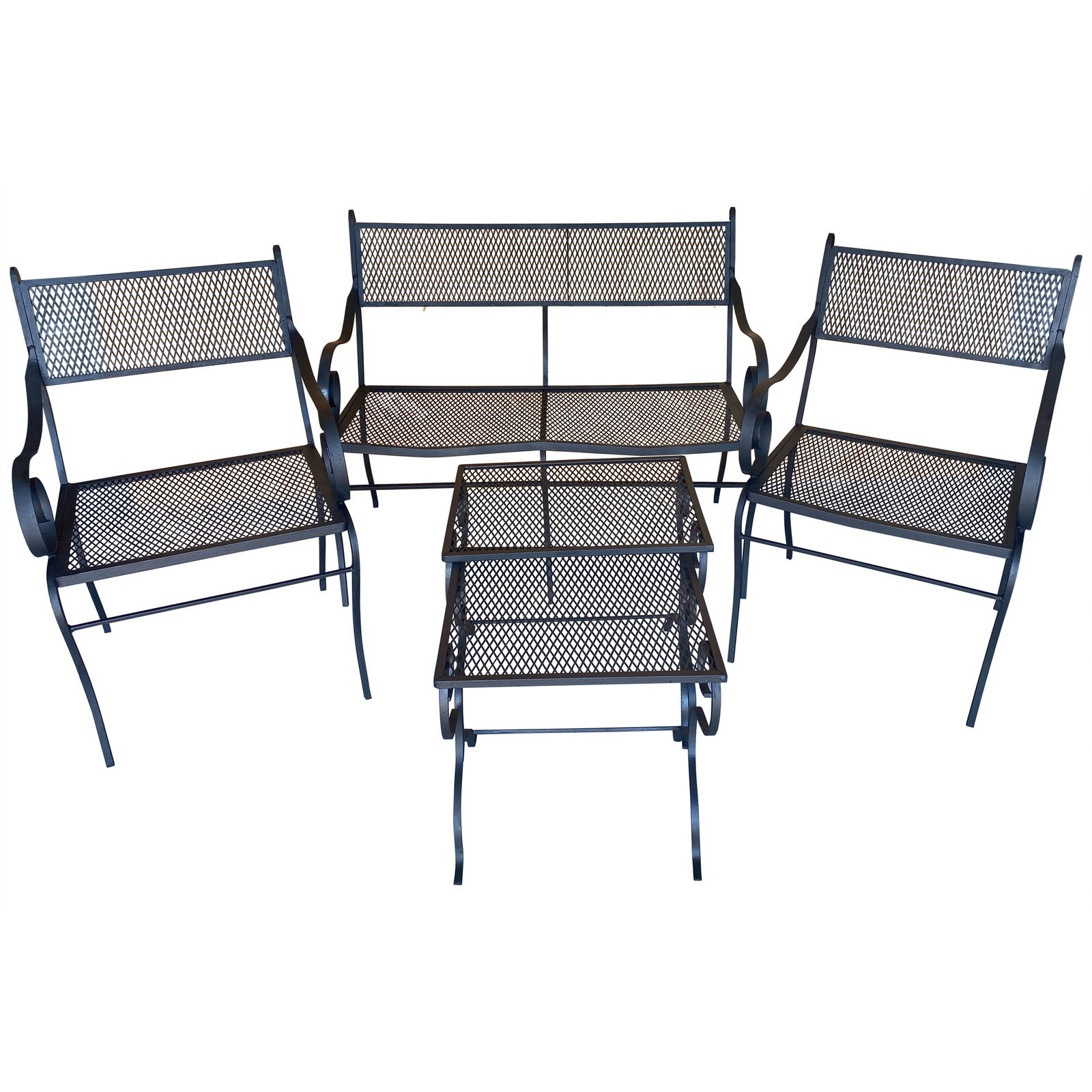 Mario Papperzini Salterini Neoclassical Wrought Iron 5-Piece Patio Set: Mario Papperzini Salterini Neoclassical Wrought Iron 5-Piece Patio Set Discover the elegance of the Mario Papperzini for Salterini Neoclassical Wrought Iron 5-Piece Patio Set, a stunning