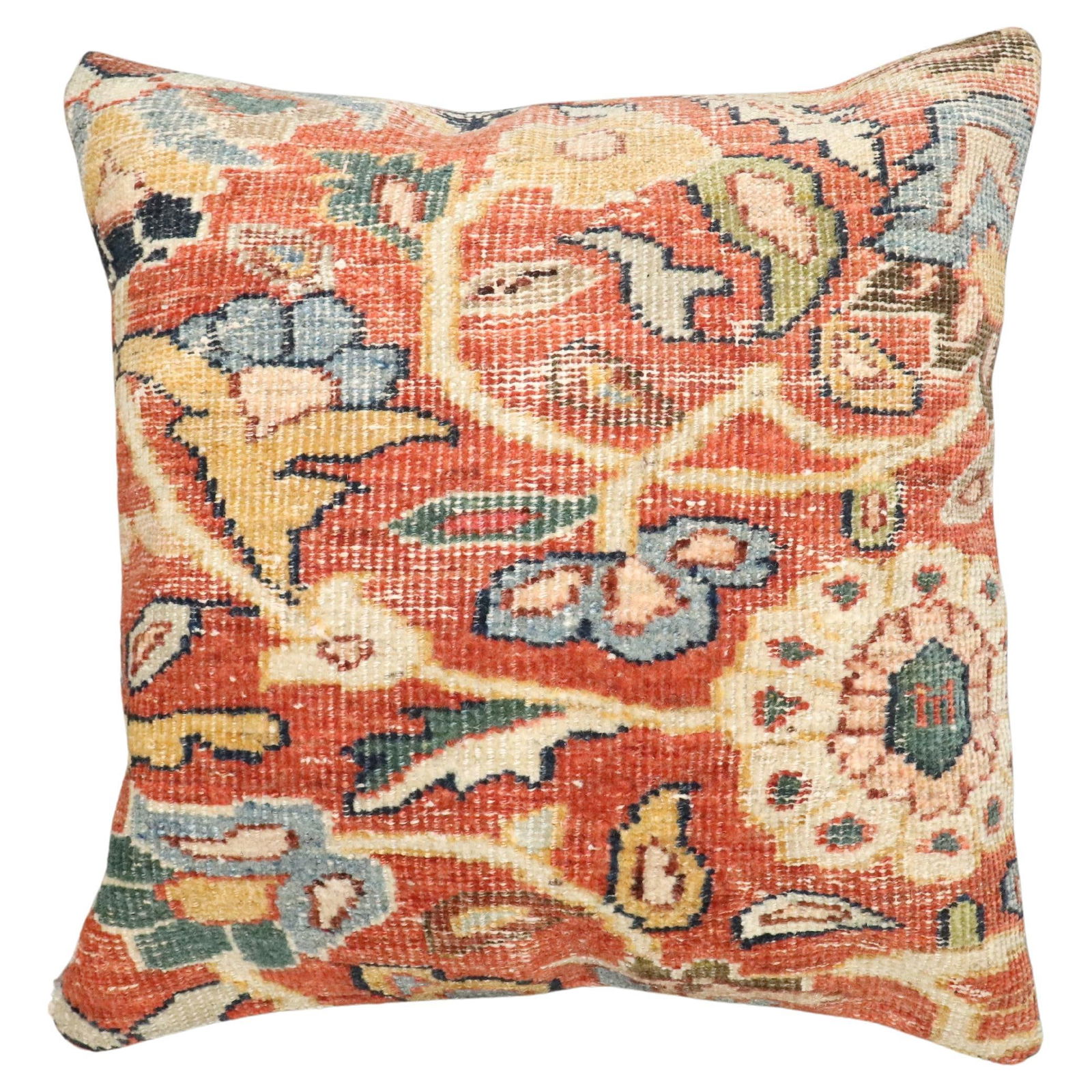 Antique Persian Mahal Square Rug Pillow 17 x 18 Sultanabad Style (1 of 4)