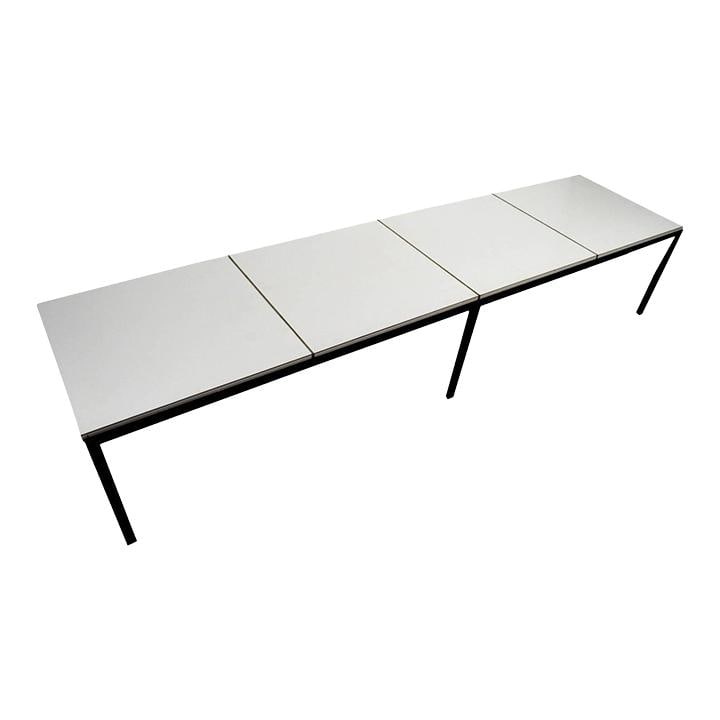 Vintage Knoll 1961-1970 White Laminate Steel Coffee Table: Vintage Knoll 1961-1970 White Laminate Steel Coffee Table Experience the elegance of mid-century design with this Classic Knoll Angle Steel Coffee Table. Featuring a stunning white laminate top suppor