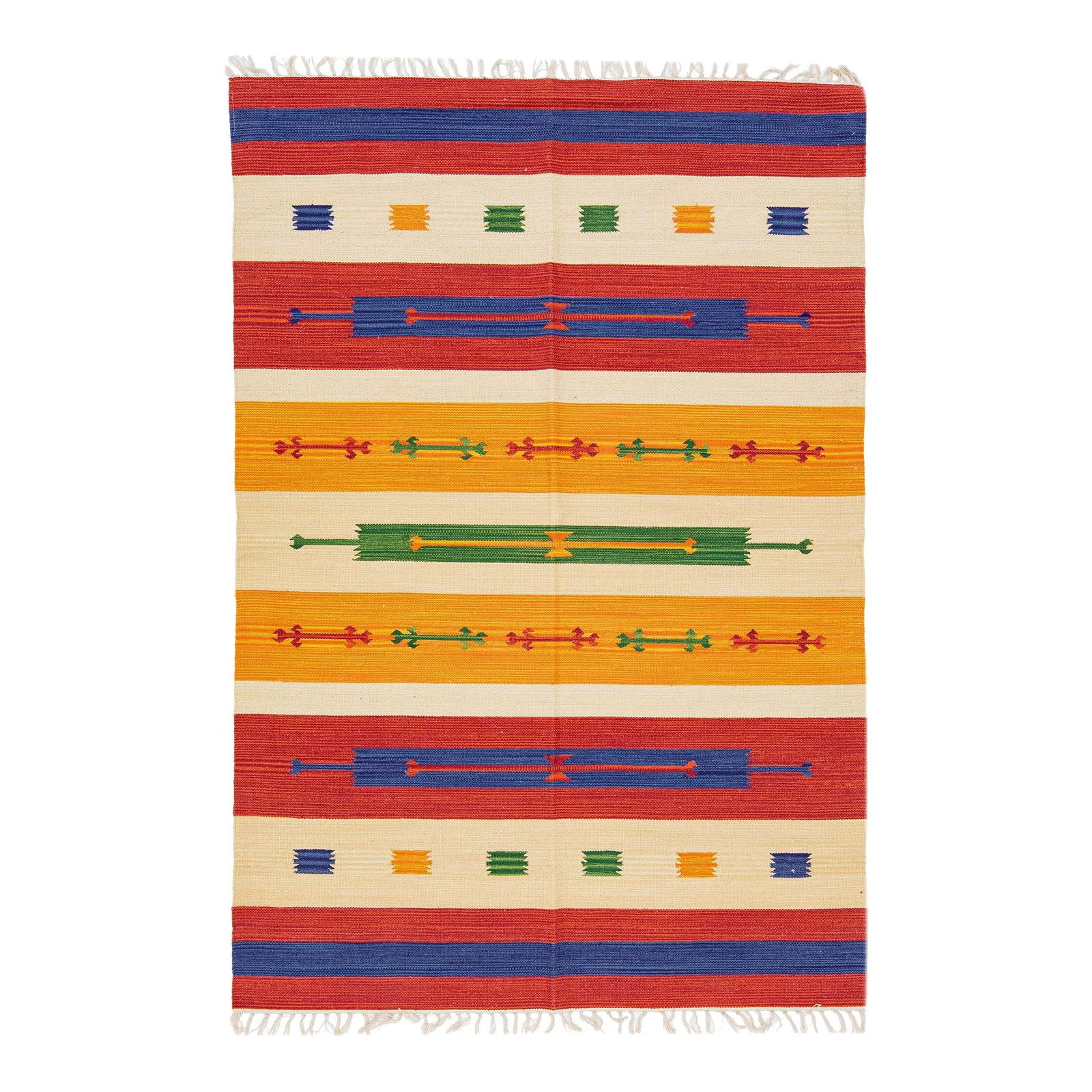 Modern Kilim Handmade Wool Rug Multicolor Geometric Design 4'7 x 6'10 (1 of 7)