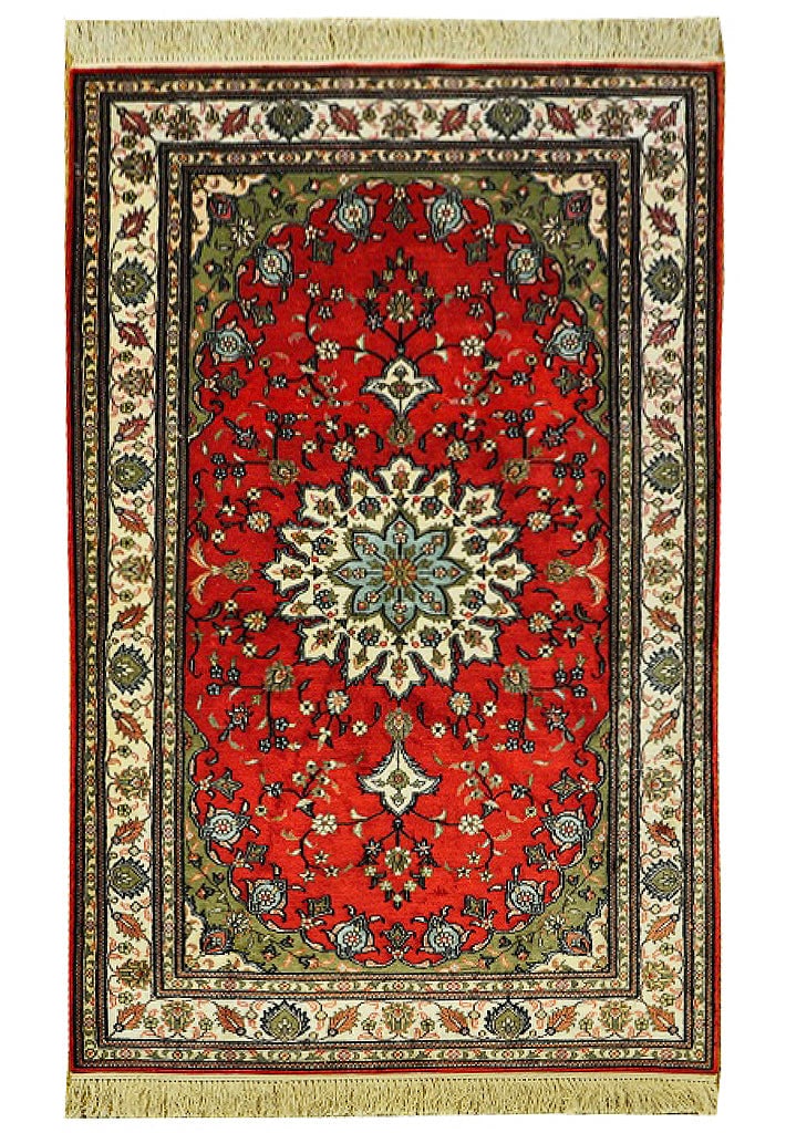 Handmade 3 x 5 Silk Area Rug Traditional Design China (1 of 7)