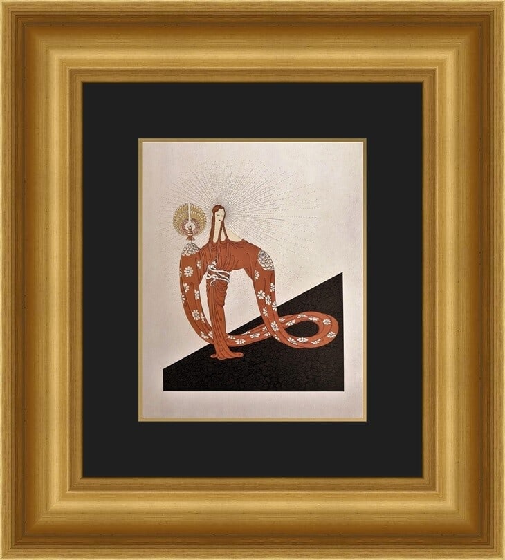 Erte Wisdom Art Deco Print Custom Framed 18 x 20 (1 of 1)
