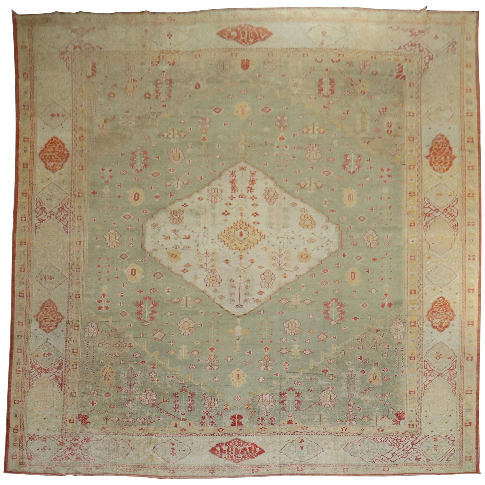 19th Century Georgian Antique Turkish Oushak Carpet 154 x 189 in (1 of 14)