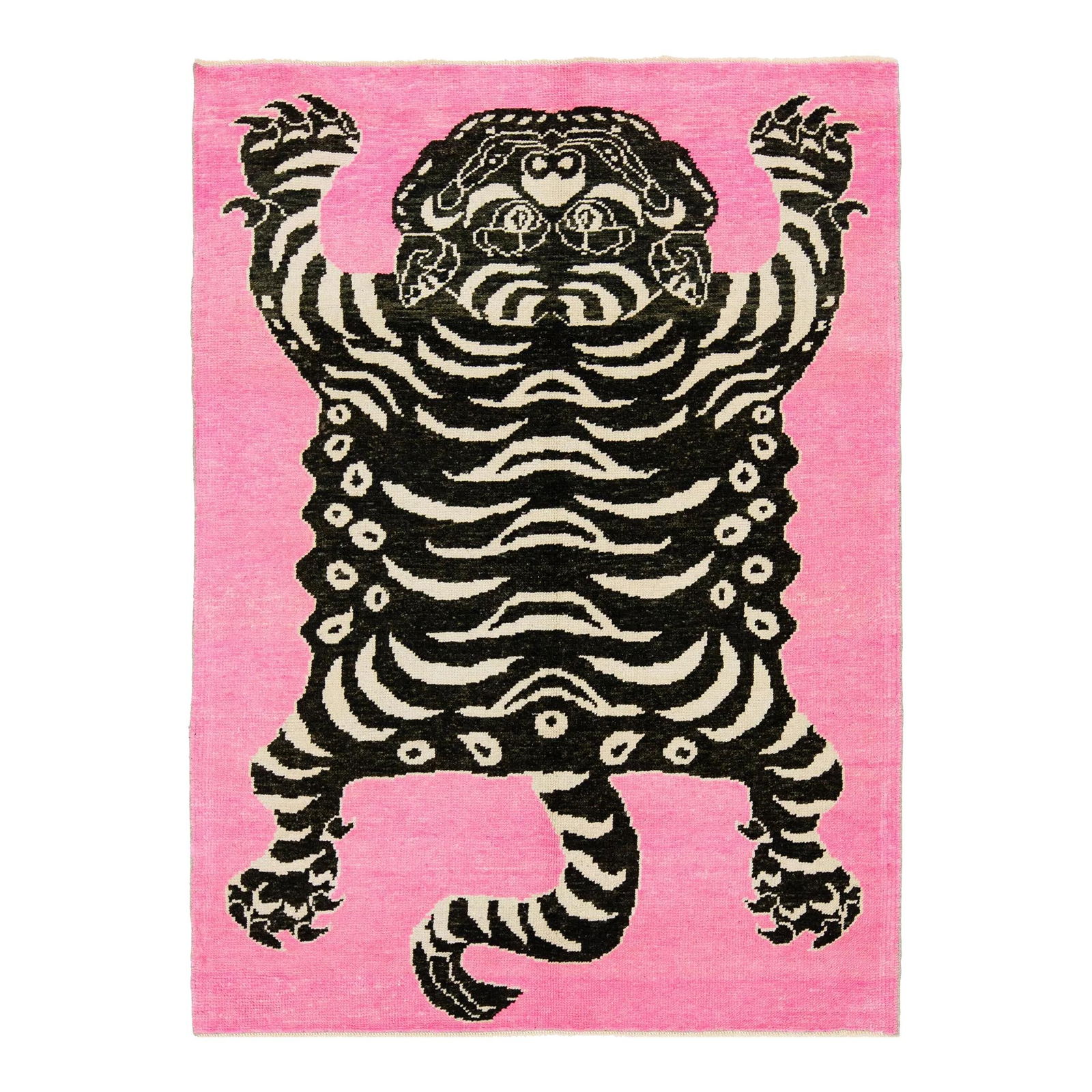 Handmade Pink Turkish Wool Rug with Tiger Motif 4'10 x 6'7 (1 of 10)