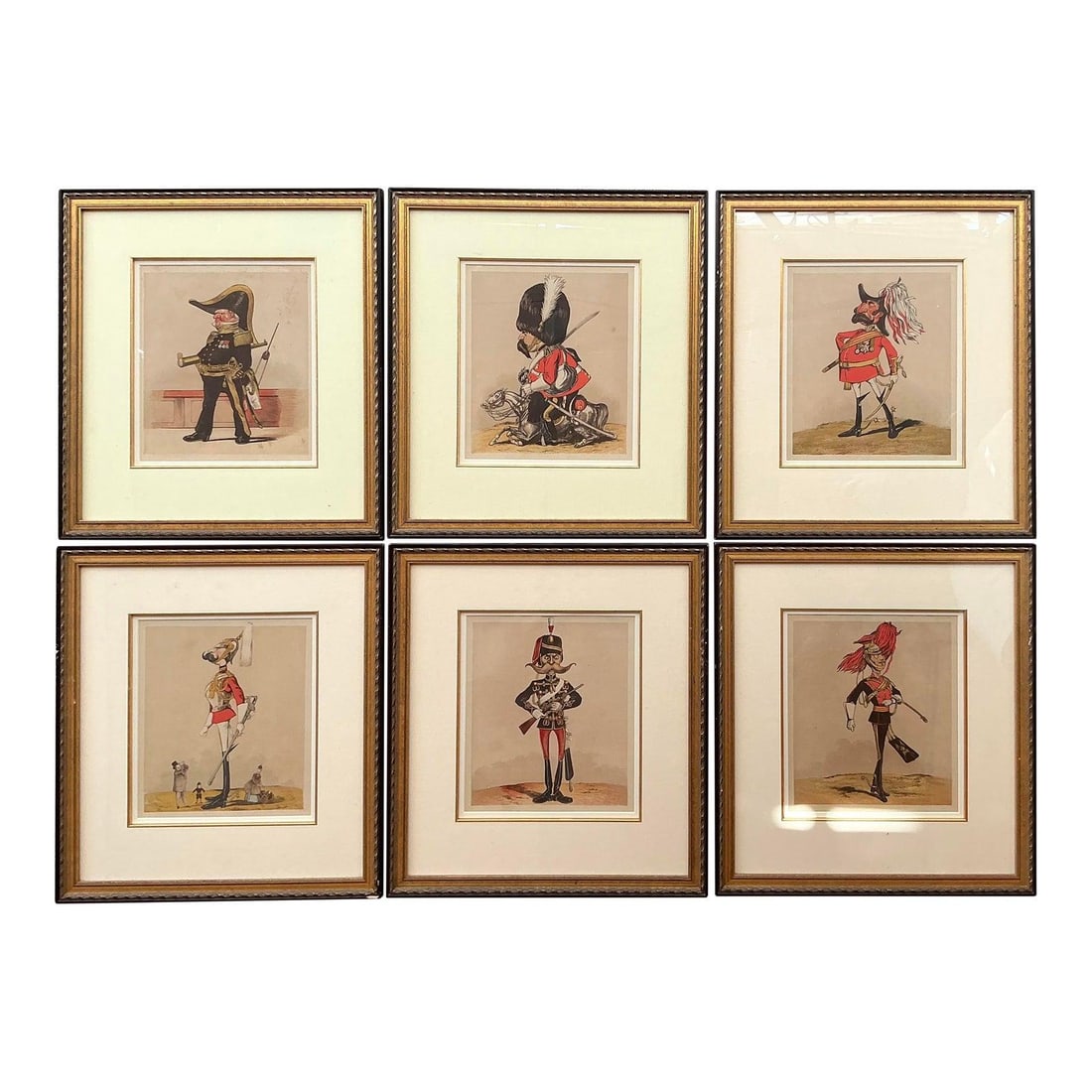 Set of 6 Vintage Regency Caricatures of English Generals Framed Prints (1 of 7)