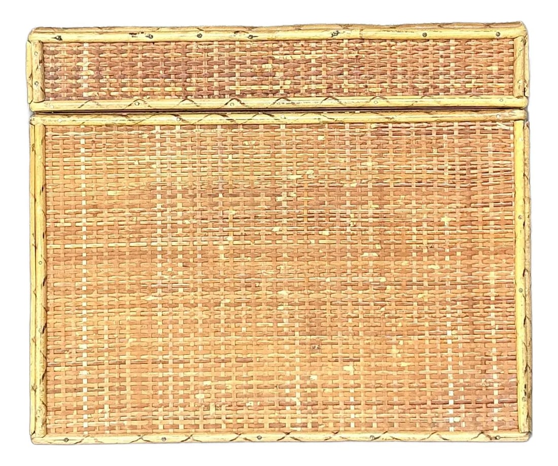 Vintage Boho Rattan Lidded Storage Box 13.25 x 6.25 x 11 (1 of 10)