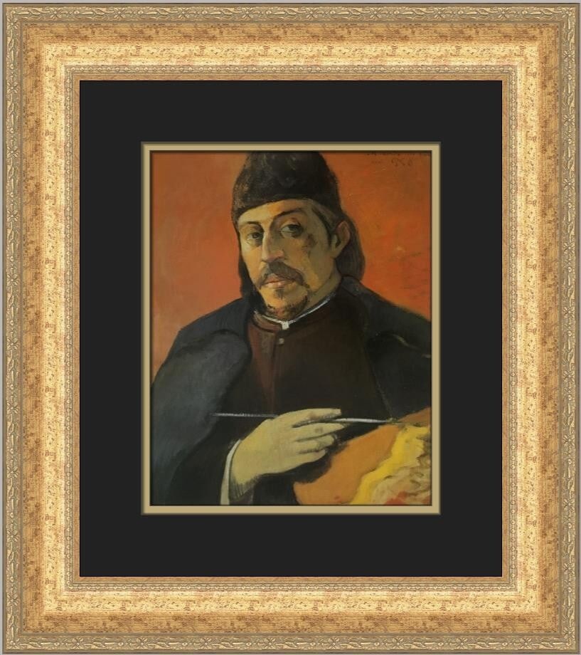 Paul Gauguin Portrait of the Artist Custom Framed Print 1988: Paul Gauguin Portrait of the Artist Custom Framed Print 1988 This custom framed print features Paul Gauguin's iconic work, "Portrait of the Artist with a Palette," capturing the essence of Symbolism.
